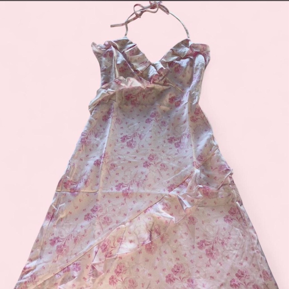 BRAND NEW LOVESHACKFANCY VICTORIA SECRETS Pink Ruffle Halter Midi Dress